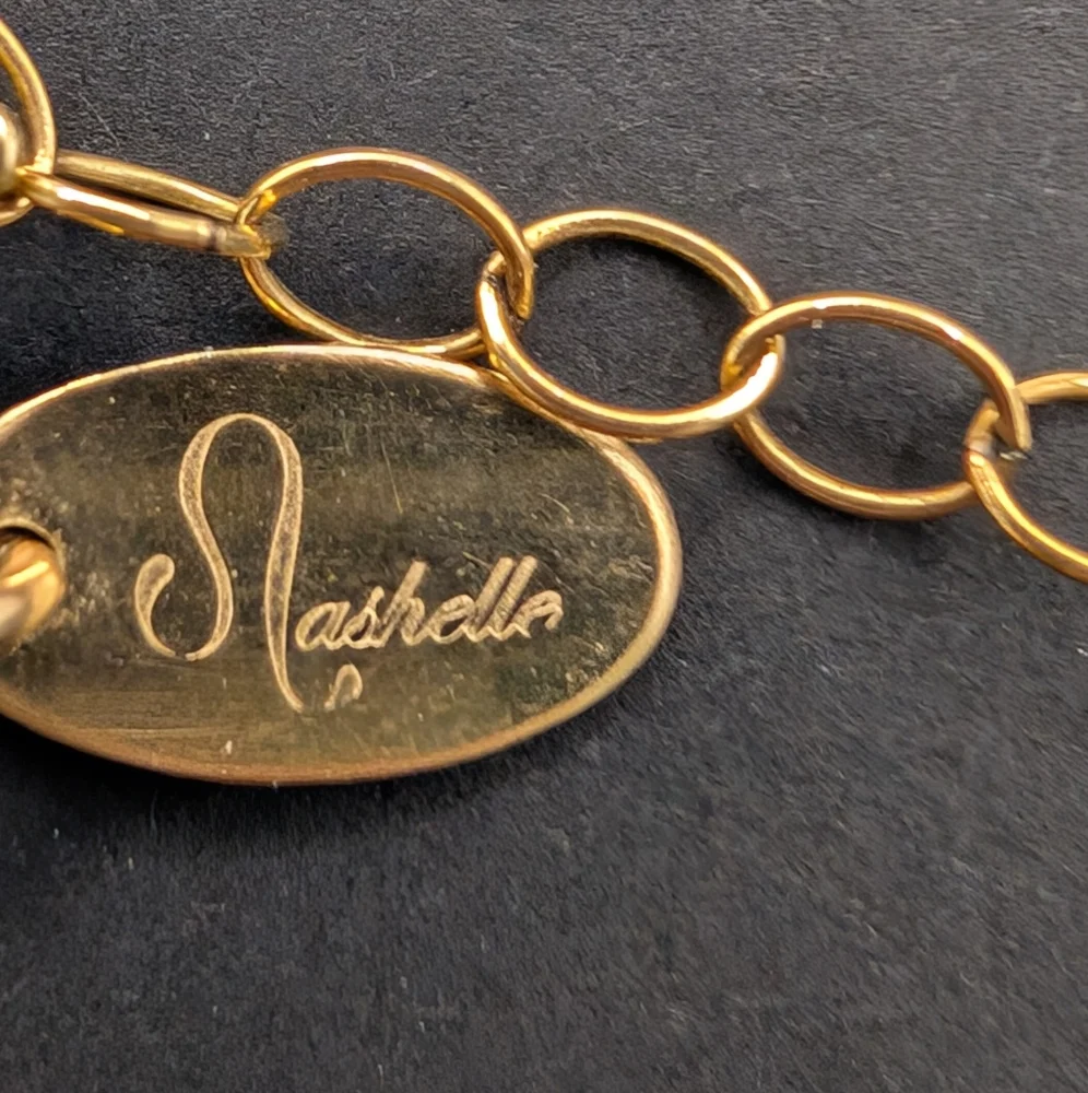 NASHELLE Beaded Necklace Tiered Gold with Gray Brown Beads - Picture 5 of 9